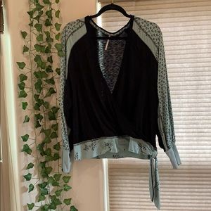 Free People Thermal Wrap Top Mint and Black